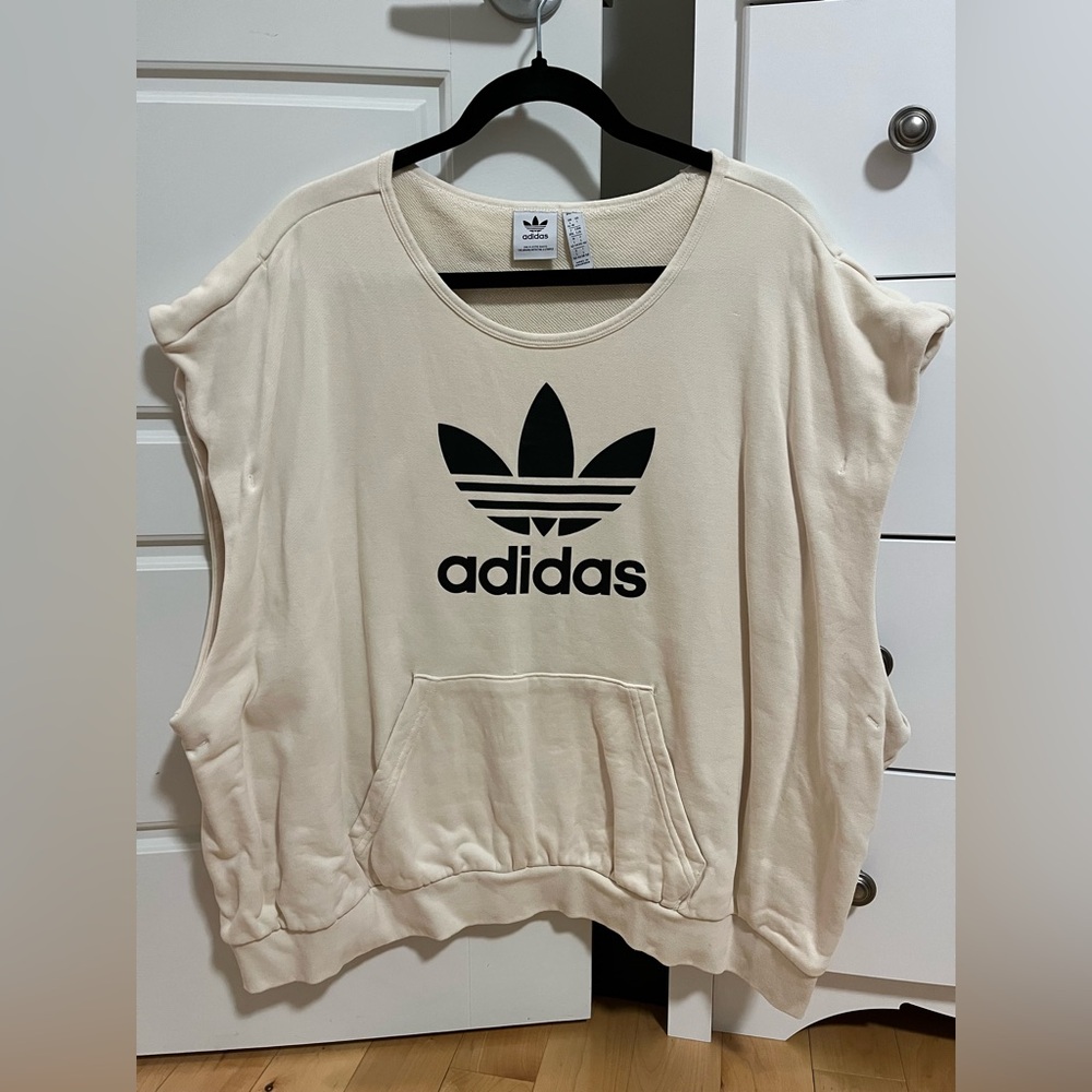 NWOT Adidas Cream Sleeveless Sweatshirt | L